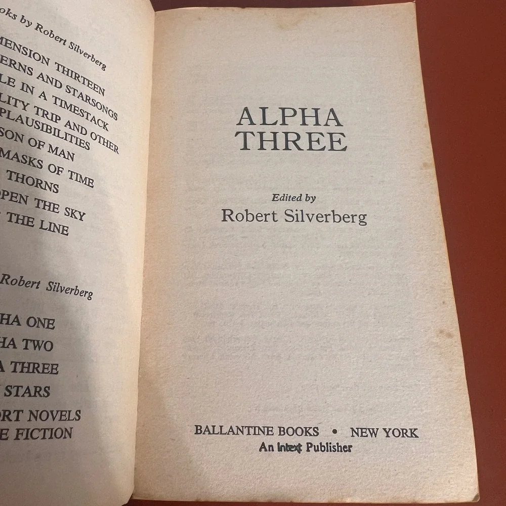 Alpha Three Robert Silverberg Sci-Fi Anthology 1st Printing 1972 Ballantine